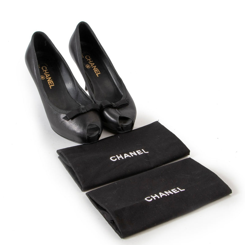 Chanel Black Peeptoe Pumps
