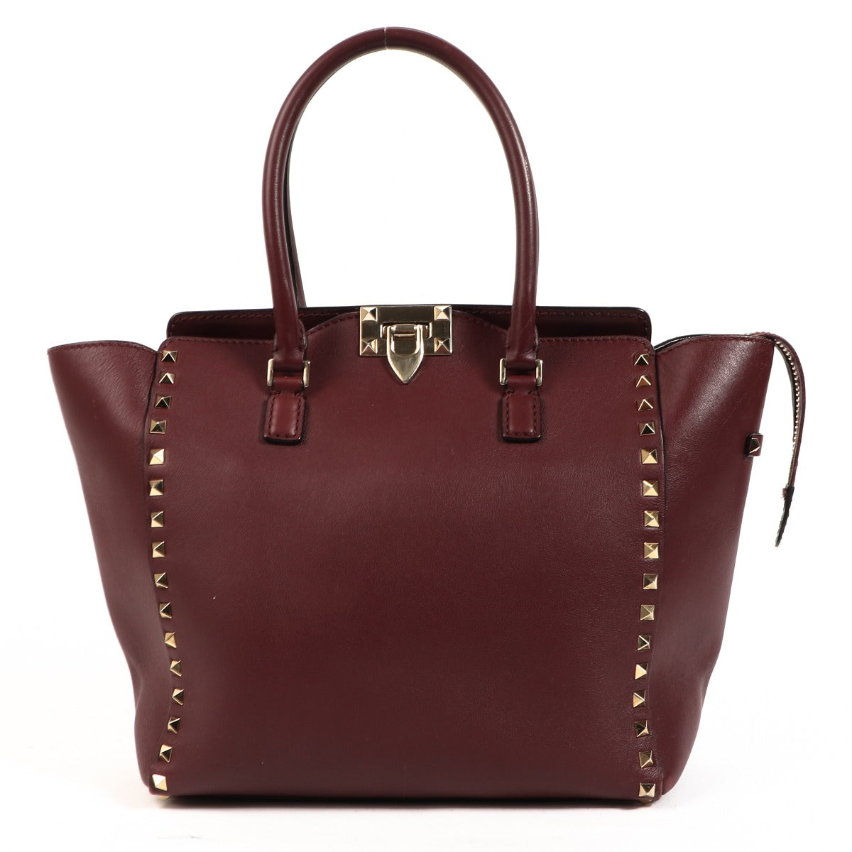 Valentino Garavani Burgundy Rockstud Shopper Tote Bag
