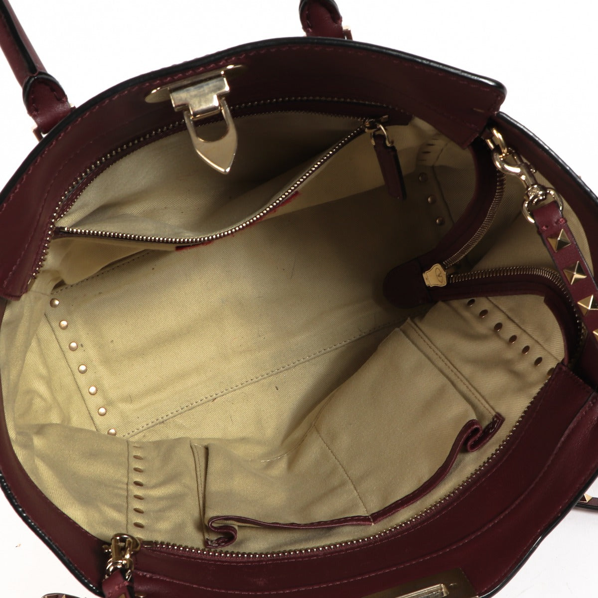 Sac cabas Valentino Garavani Rockstud bordeaux