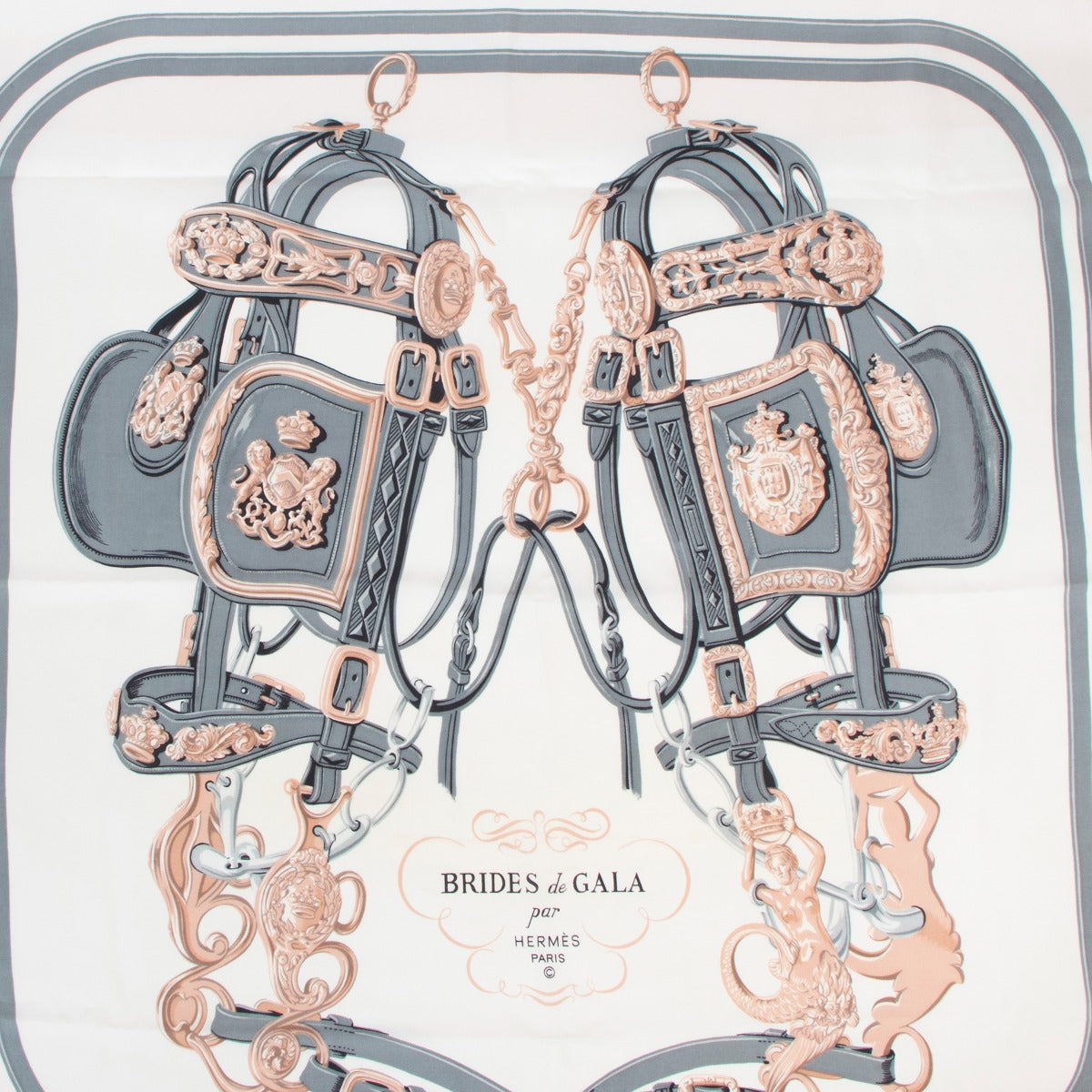 Hermès White Brides de Gala Carré 90 Silk Scarf