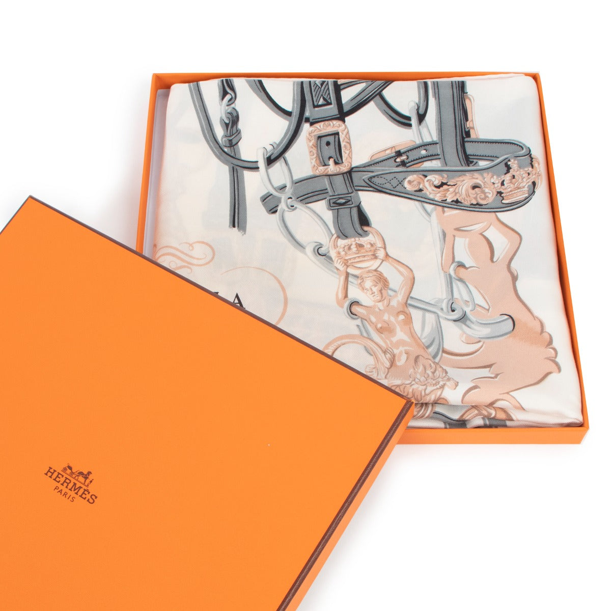 Hermès White Brides de Gala Carré 90 Silk Scarf