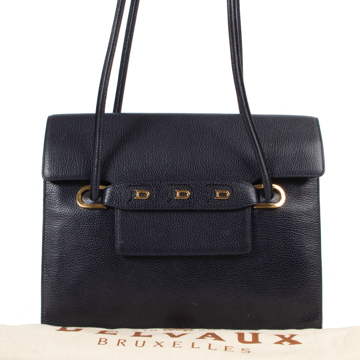 Shop safe online 100% authentic second hand Delvaux Navy Blue Shoulder Bag in very good condition at Labellov in Antwerp.