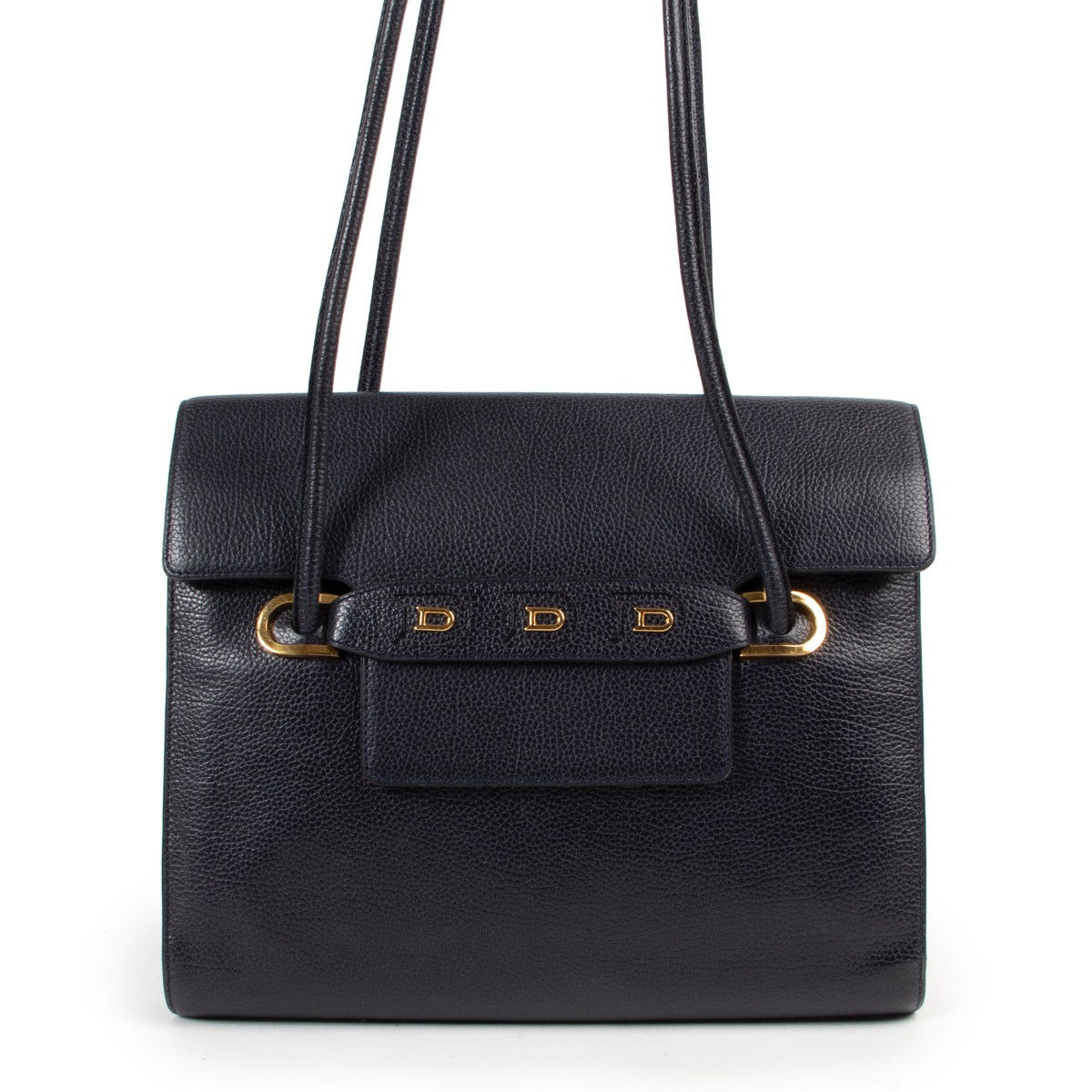 Shop safe online 100% authentic second hand Delvaux Navy Blue Shoulder Bag in very good condition at Labellov in Antwerp.