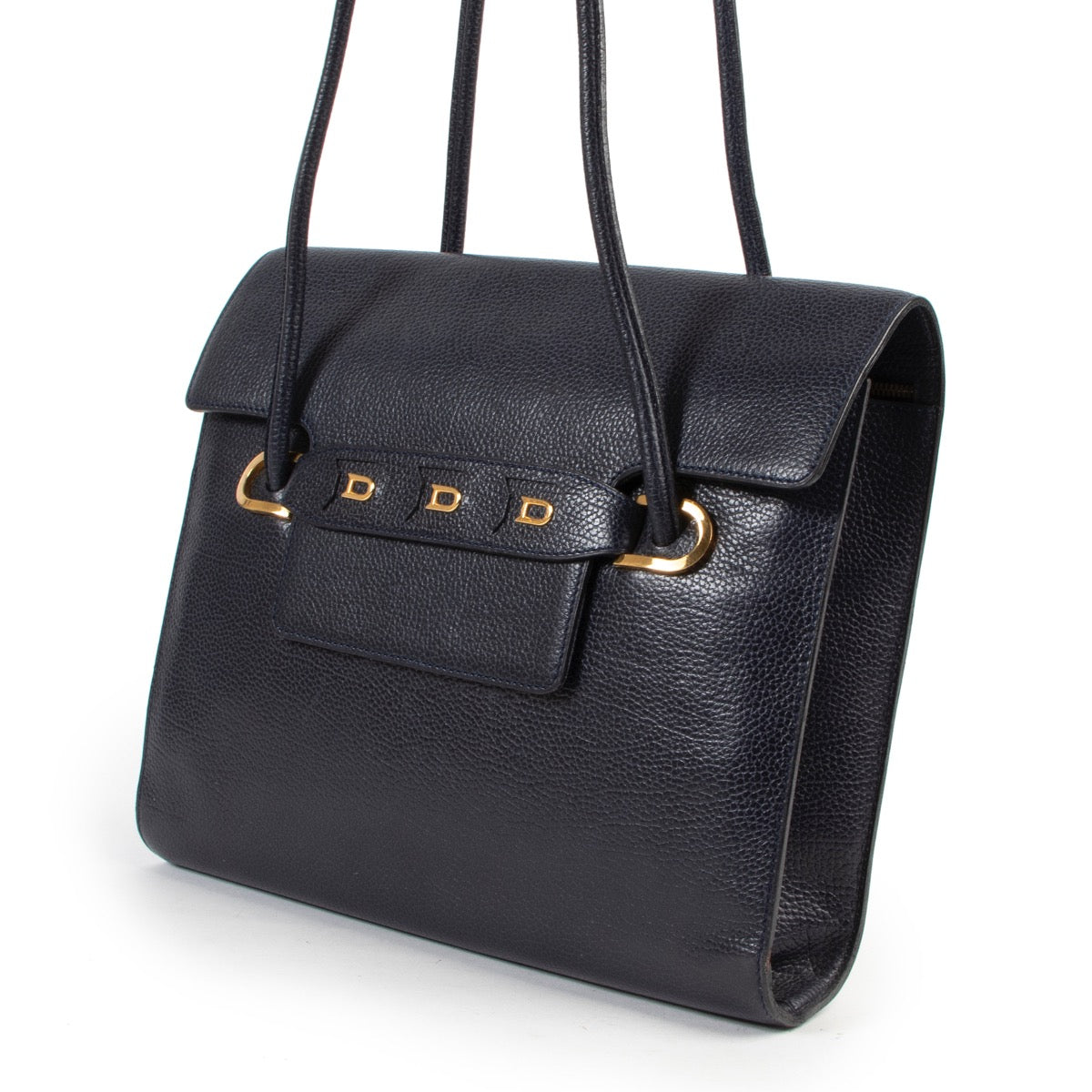 Shop safe online 100% authentic second hand Delvaux Navy Blue Shoulder Bag in very good condition at Labellov in Antwerp.