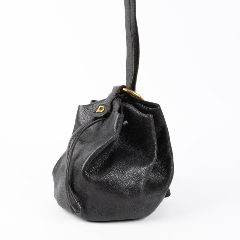 Authentic pre-loved Delvaux Black Leather Rose des Vents Shoulder Bag on Labellov.com