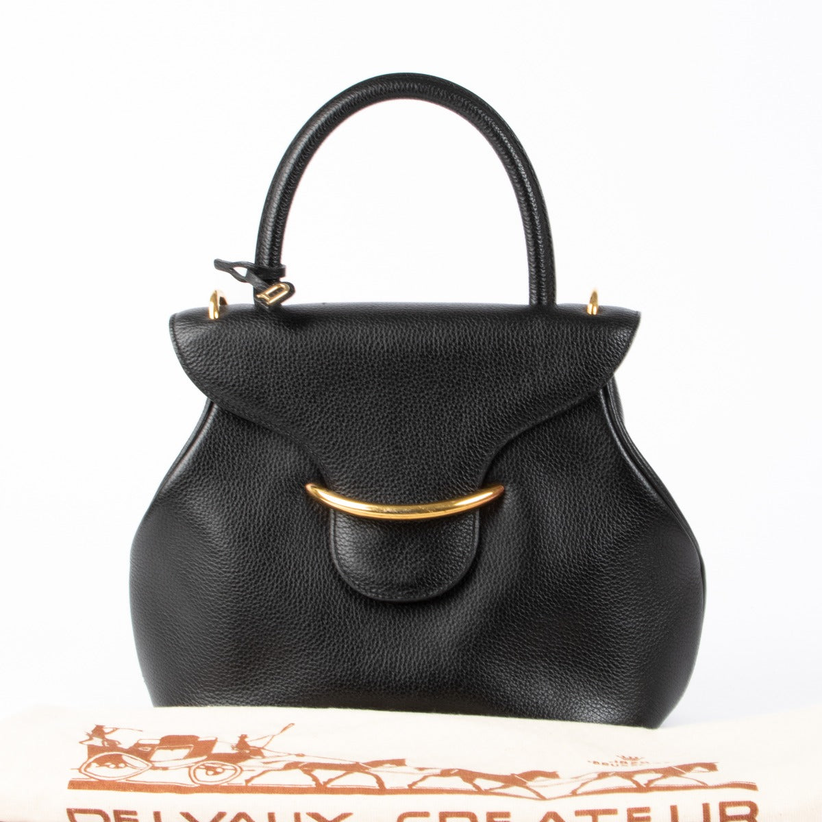 Authentic pre-loved Delvaux Black Leather Baltimore PM Top Handle Bag on Labellov.com