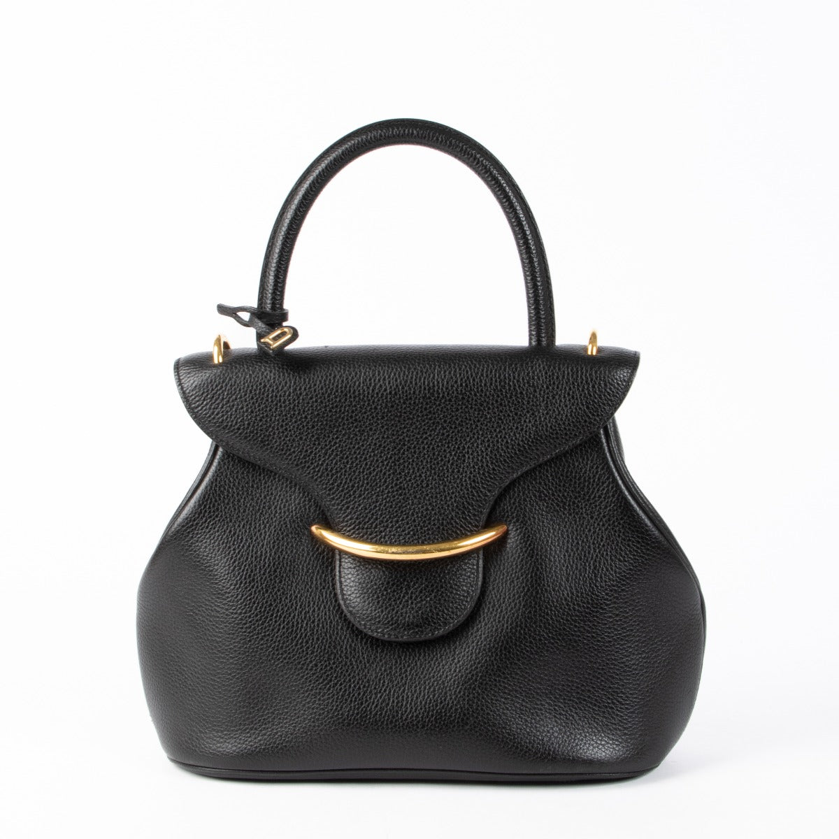 Authentic pre-loved Delvaux Black Leather Baltimore PM Top Handle Bag on Labellov.com