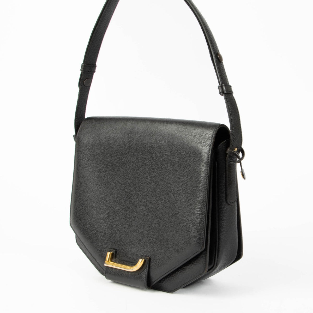 Authentic pre-loved Delvaux Black Leather Scala Shoulder Bag on Labellov.com