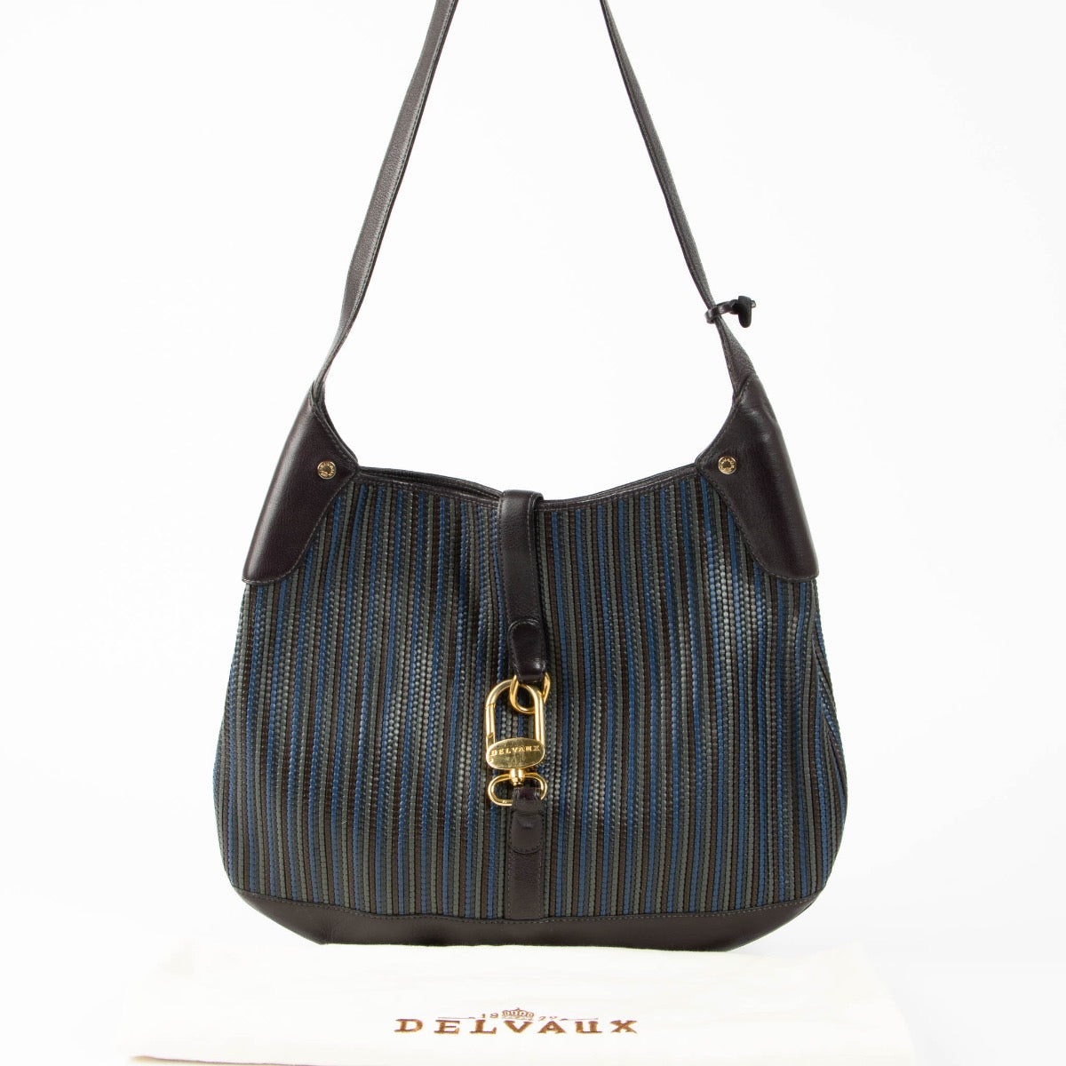Authentic pre-loved Delvaux Purple Toile de Cuir Treille Shoulder Bag on Labellov.com