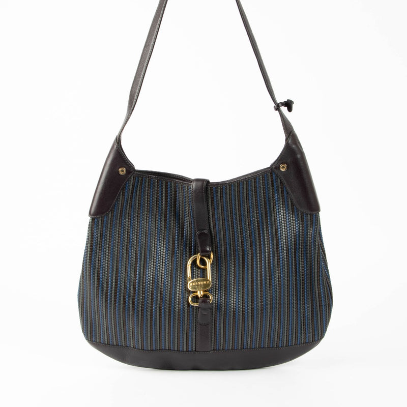 Authentic pre-loved Delvaux Purple Toile de Cuir Treille Shoulder Bag on Labellov.com