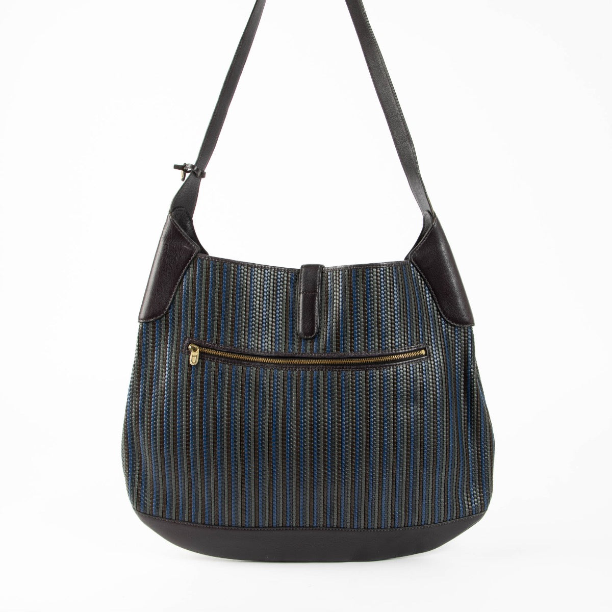 Authentic pre-loved Delvaux Purple Toile de Cuir Treille Shoulder Bag on Labellov.com