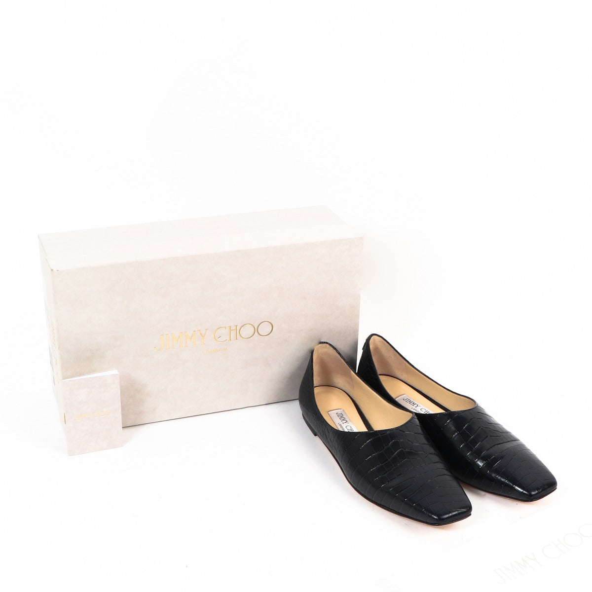Jimmy Choo Navy Crocodile-Embossed Joselyn Flats