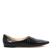 Jimmy Choo Navy Crocodile-Embossed Joselyn Flats