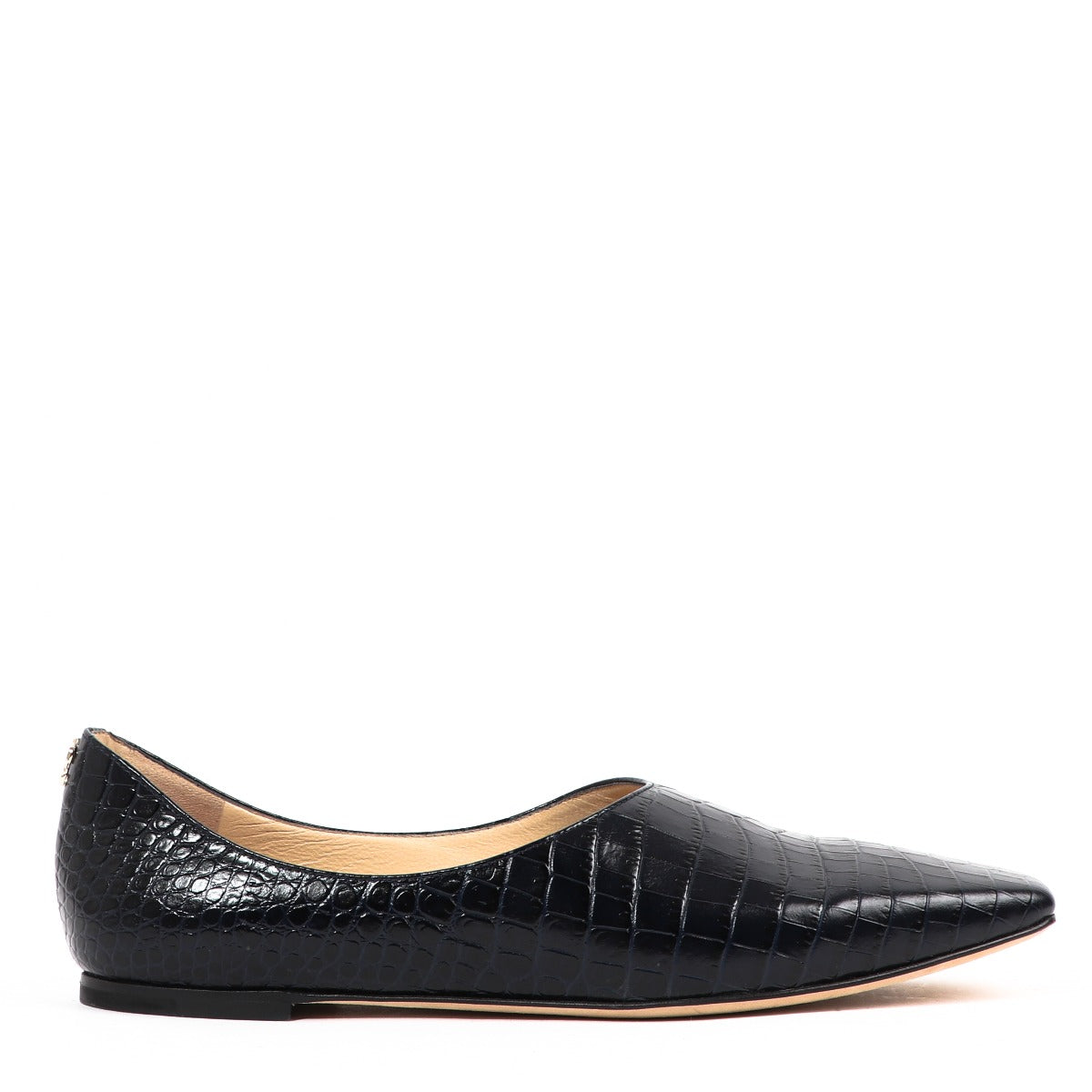 Jimmy Choo Navy Crocodile-Embossed Joselyn Flats