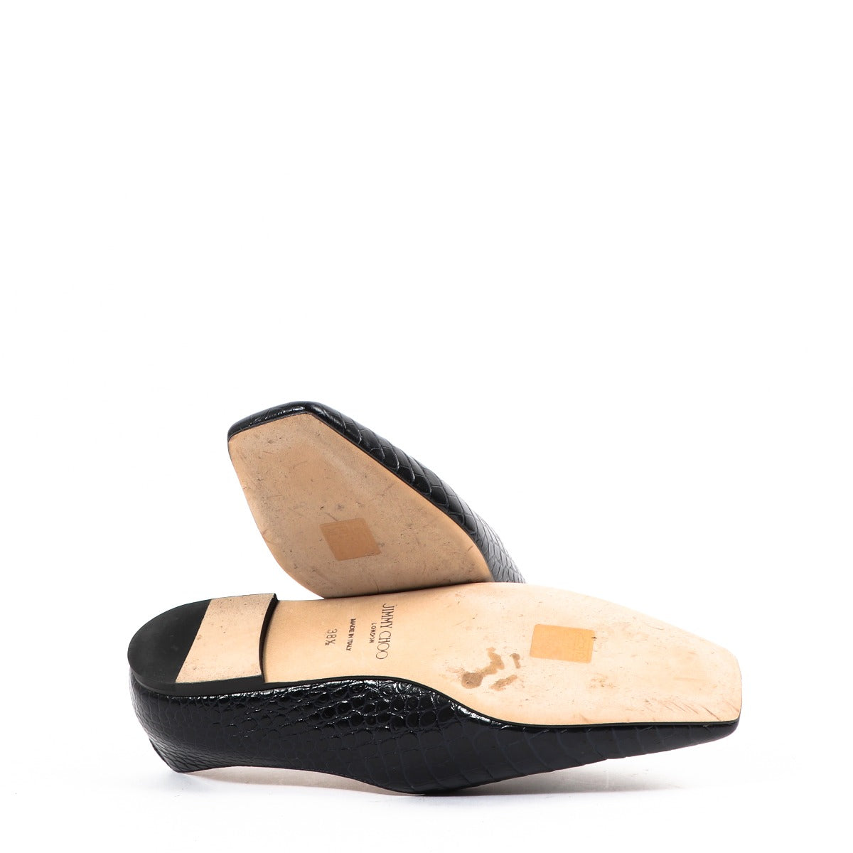 Jimmy Choo Navy Crocodile-Embossed Joselyn Flats - Size 38.5
