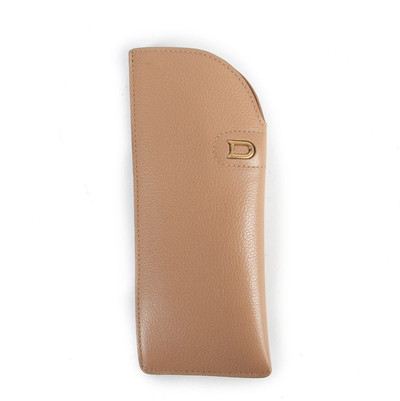 Delvaux Beige Grained Leather Glasses Case glasses pouch