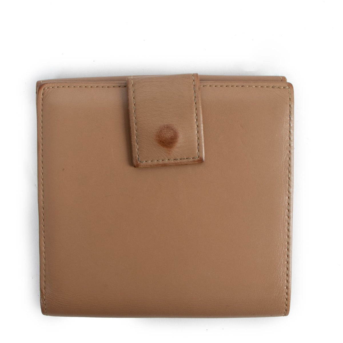 Delvaux Beige Leather Compact Wallet