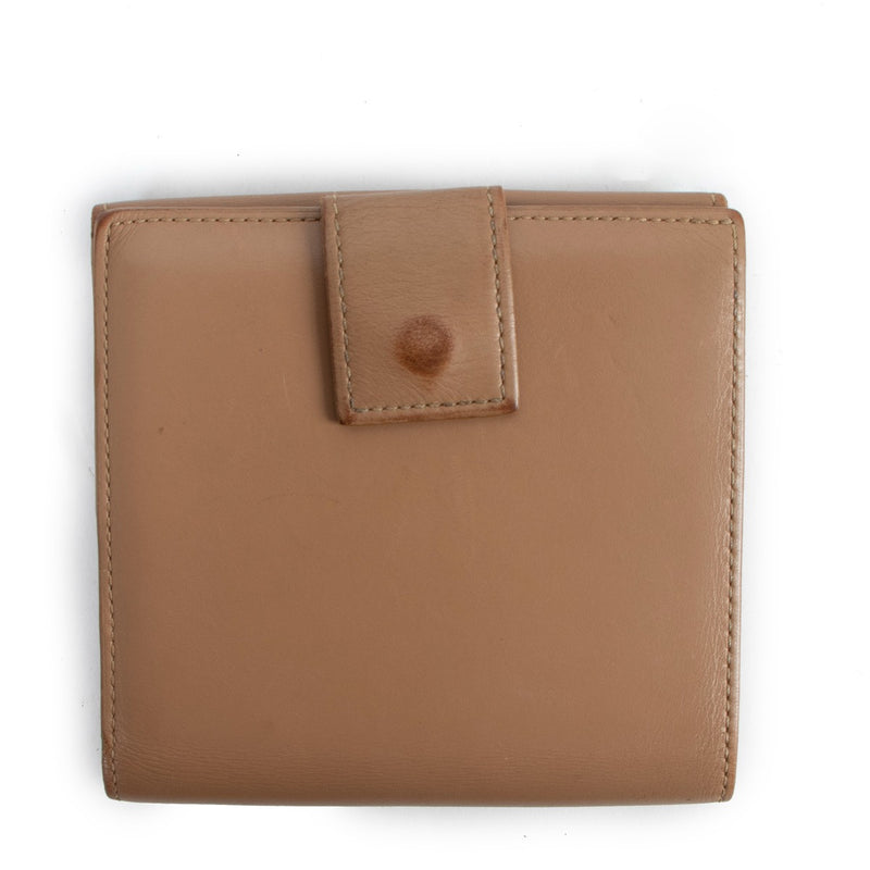 Delvaux Beige Leather Compact Wallet
