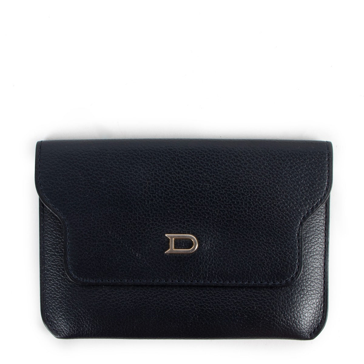 Delvaux Diabolo Marine Blue Jumping Leather Card Holder Wallet