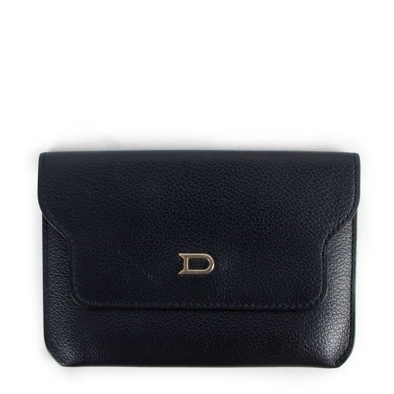 Delvaux Diabolo Marine Blue Jumping Leather Card Holder Wallet