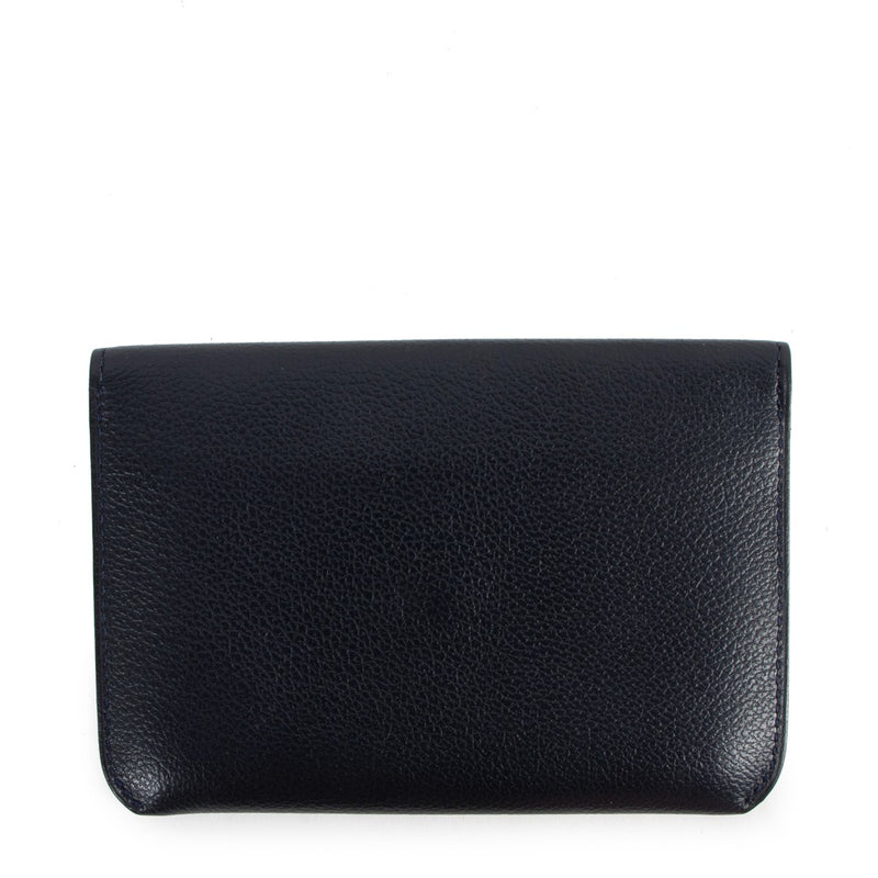 Delvaux Diabolo Marine Blue Jumping Leather Card Holder Wallet