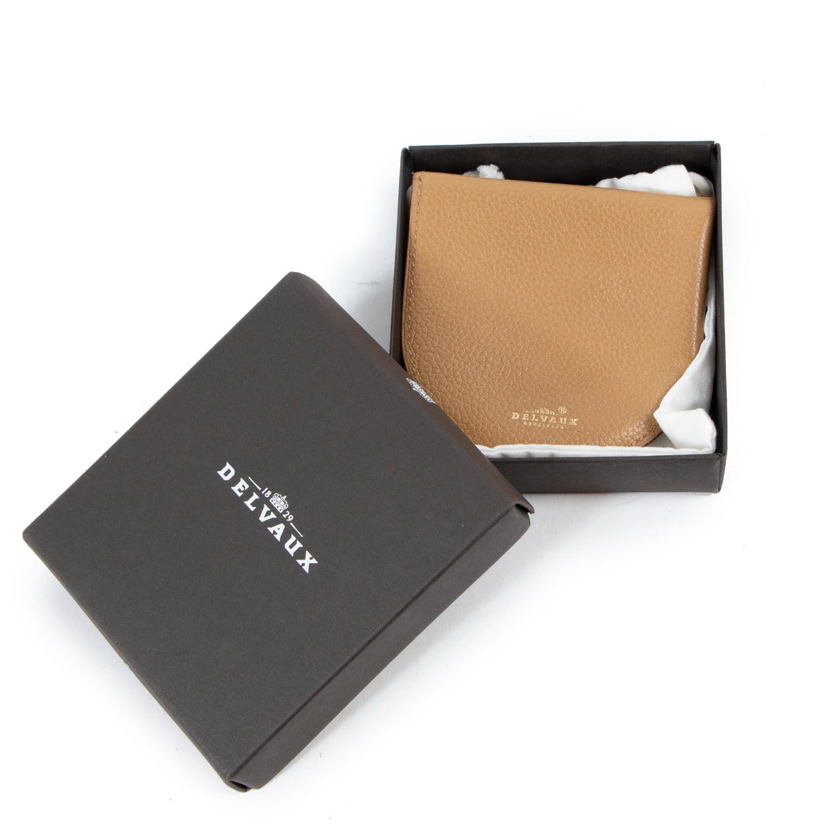 Delvaux Dark Beige Coin Purse Wallet