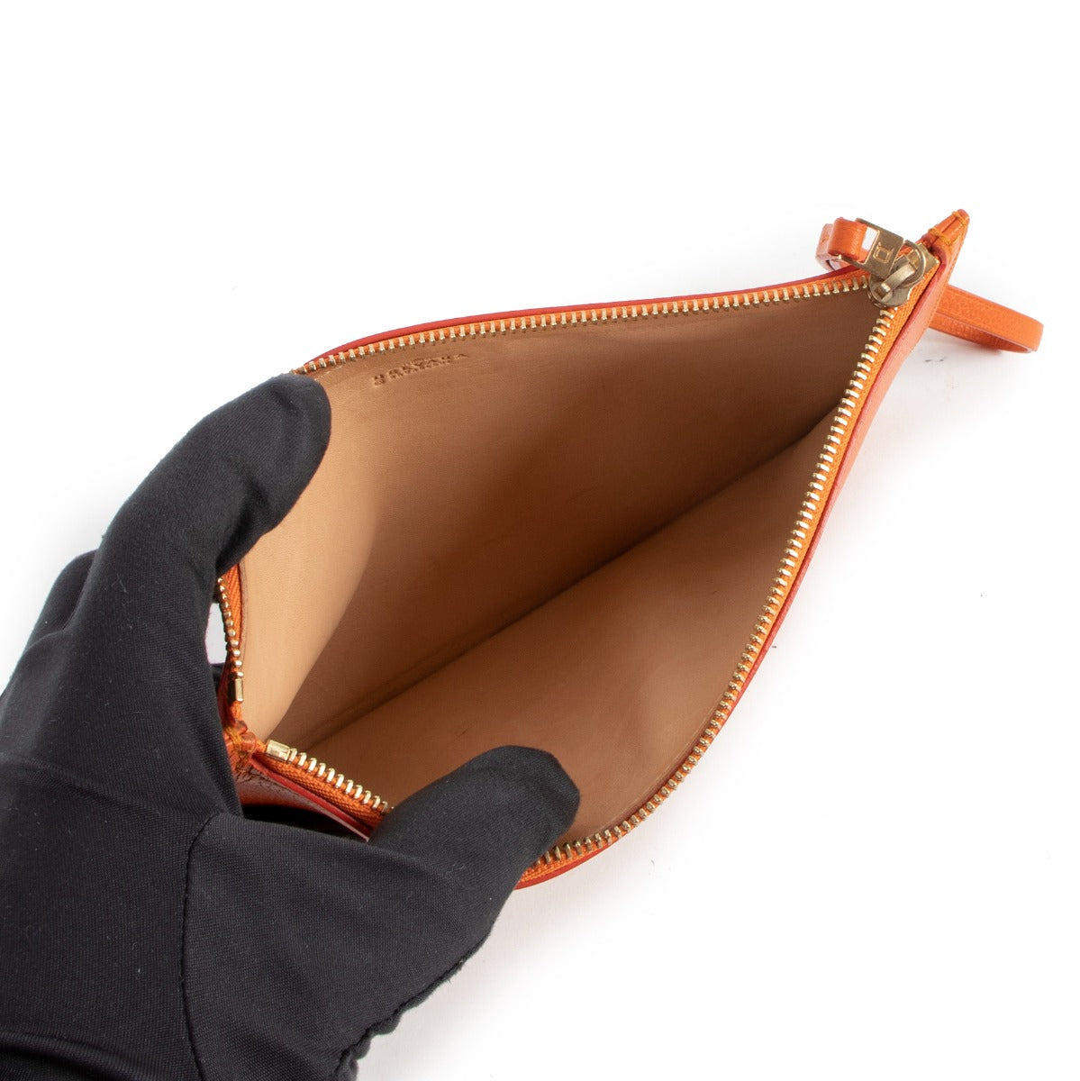 Delvaux Orange Leather Astrid Pochette Clutch