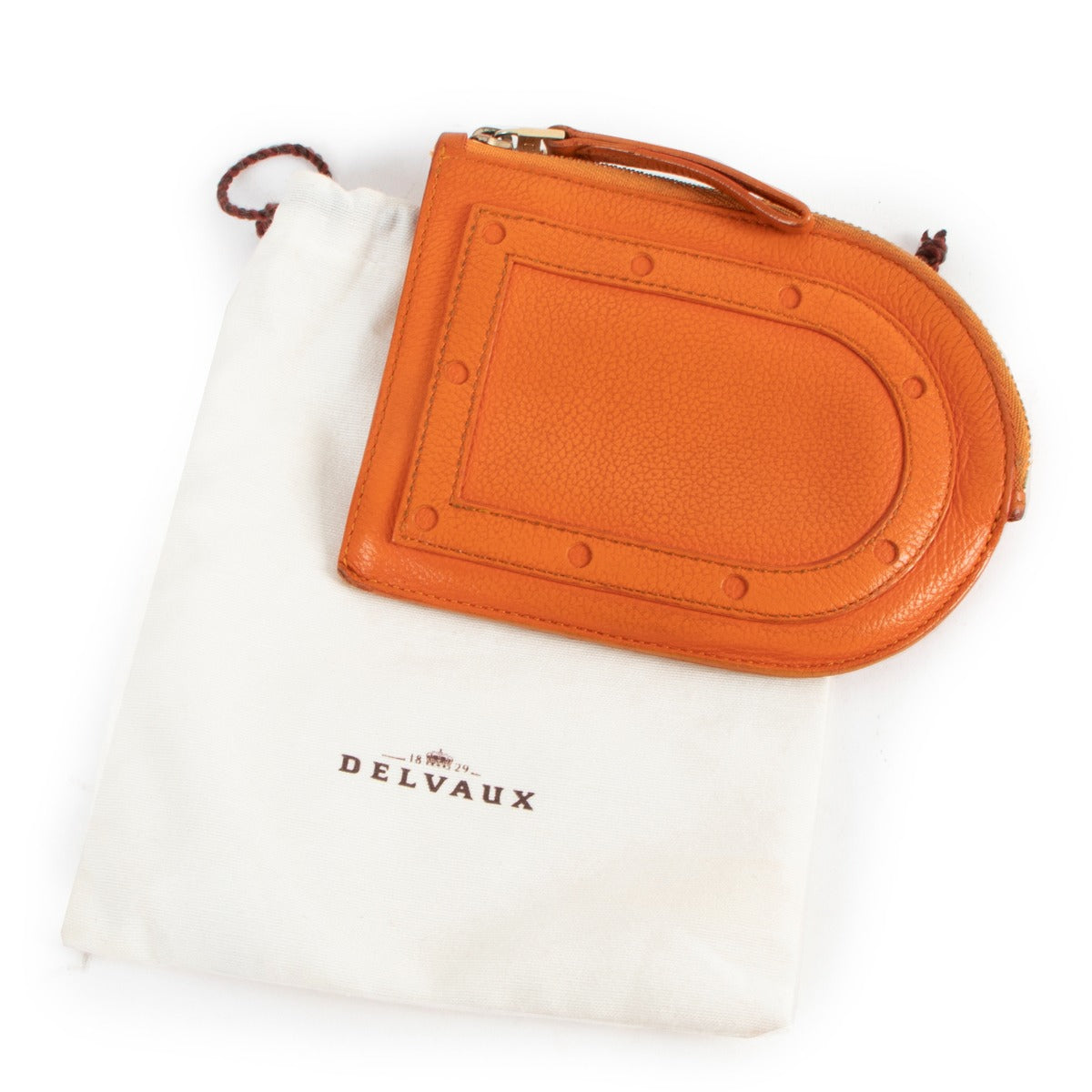 Delvaux Orange Leather D Pochette Multifonctions