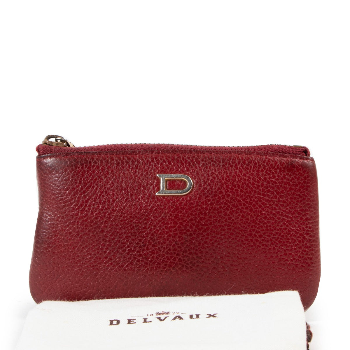 Delvaux Burgundy Leather Key Pouch