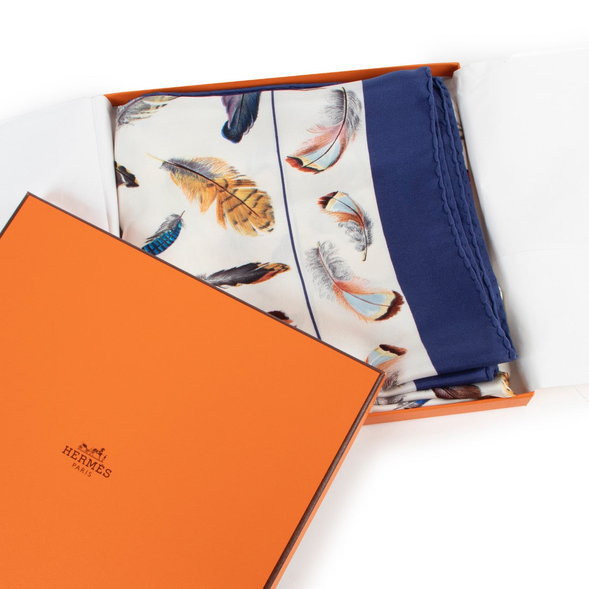 Buy an authentic second hand Hermès Plumes Carré Silk Scarf at Labellov.