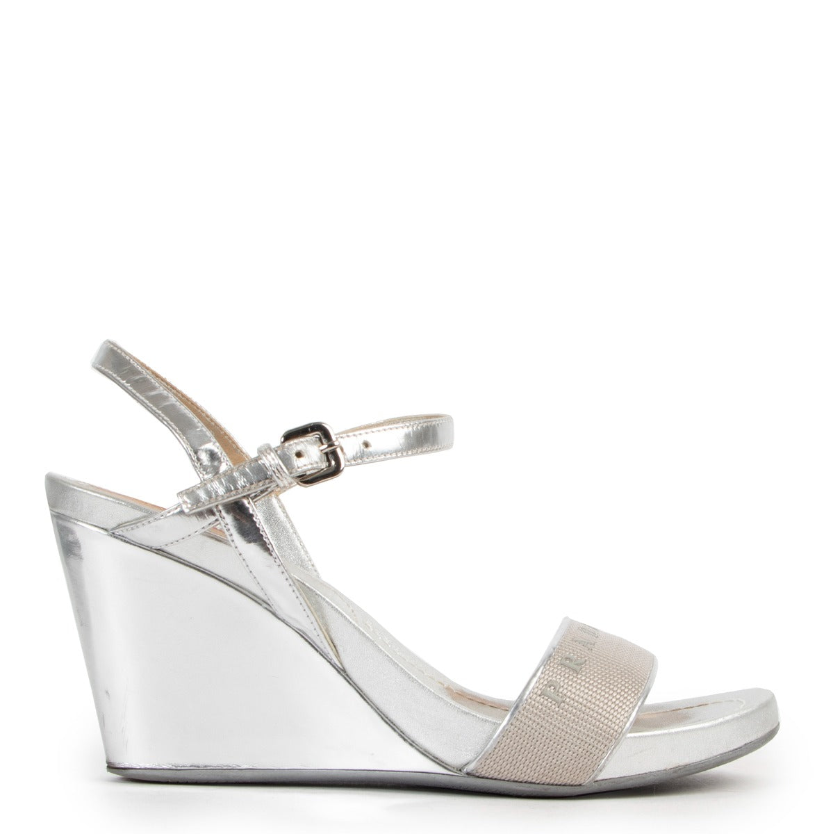 Prada Silver Wedge Heels - Size 37