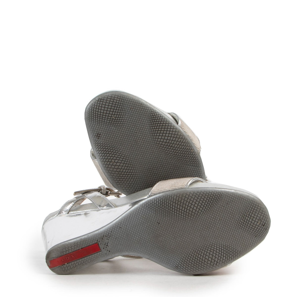 Prada Silver Wedge Heels - Size 37 100% authentic