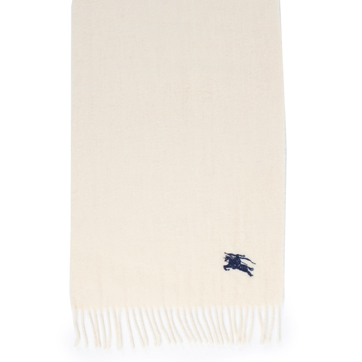 buy authentic second hand Burberry White Logo Fringe Cashmere Scarf at Labellov for the best price