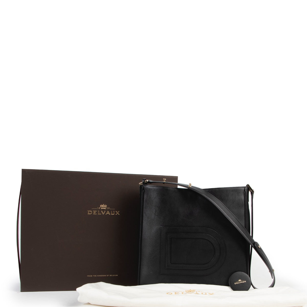Delvaux Black Leather Louise Hobo Shoulder Bag by Labellov luxury vintage designer brands in good condition