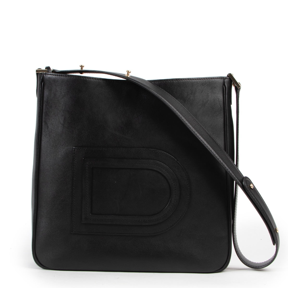 Delvaux Black Leather Louise Hobo Shoulder Bag by Labellov luxury vintage designer brands in good condition at the right price.