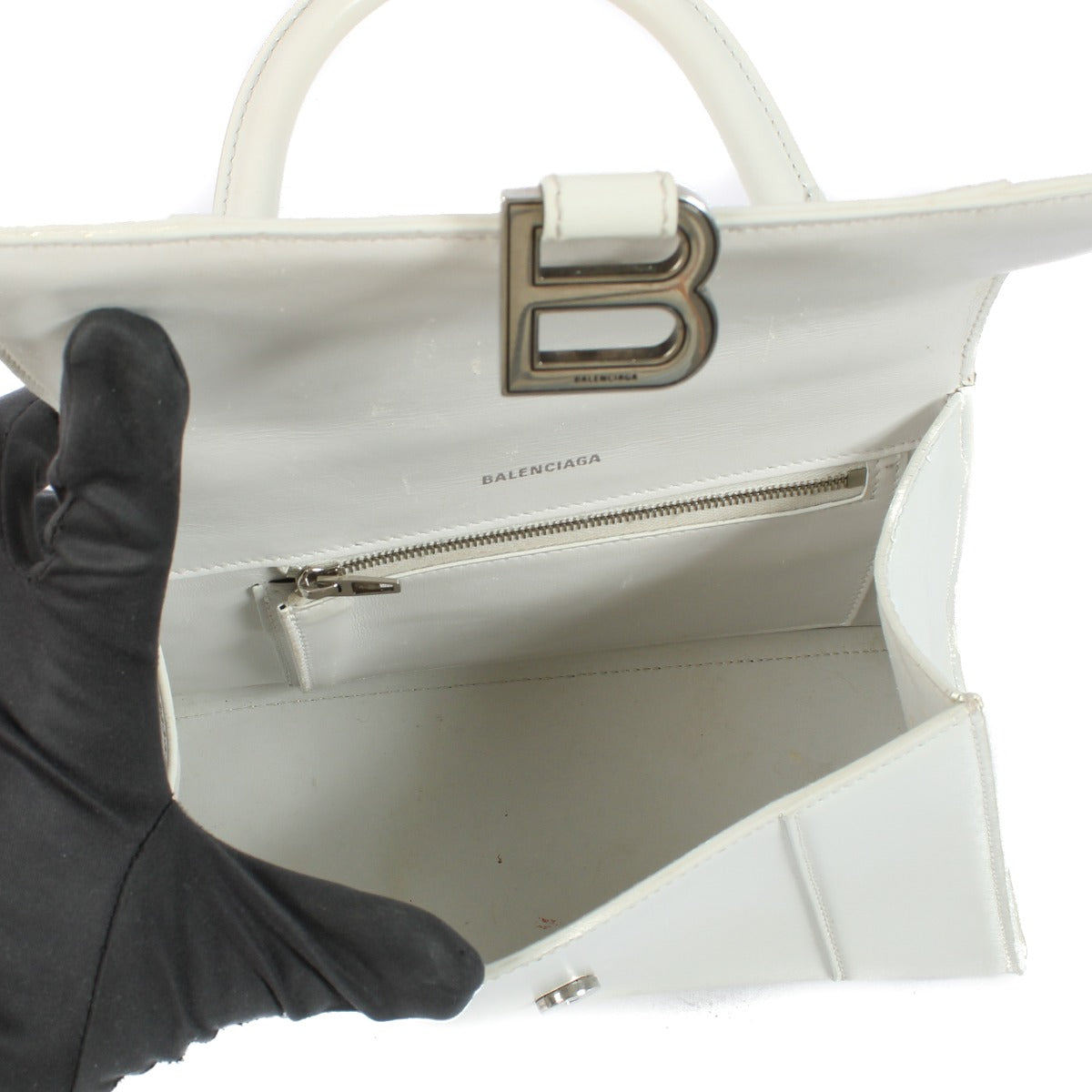 Balenciaga White Hourglass Small Top Handle Bag