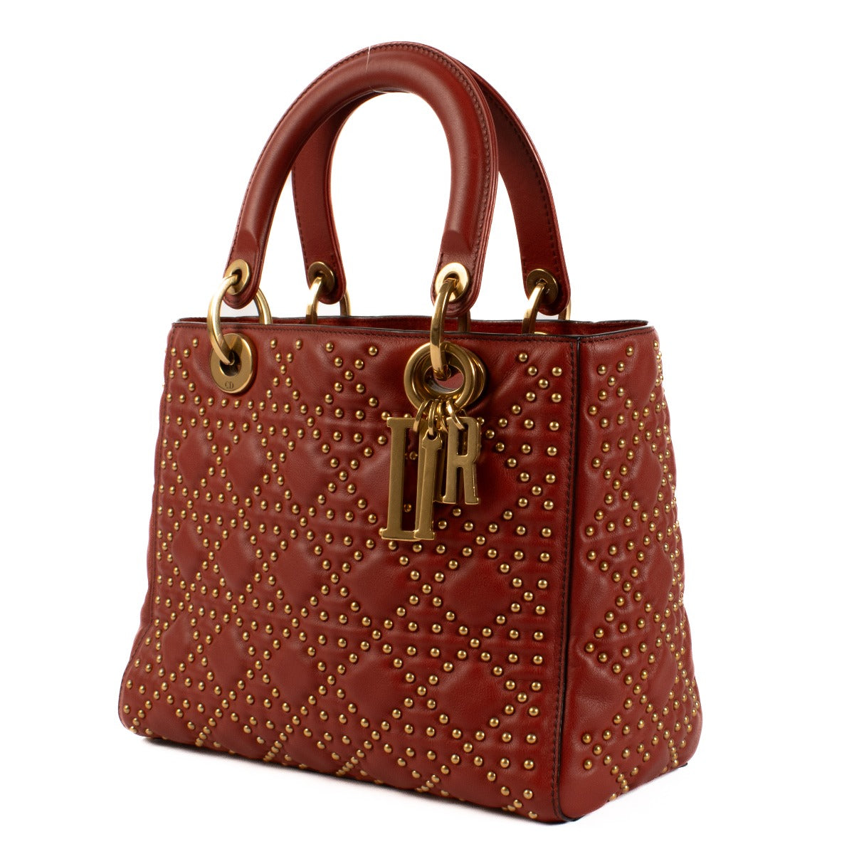 Sac Lady Dior Souple Moyen Christian Dior Rouge Clouté