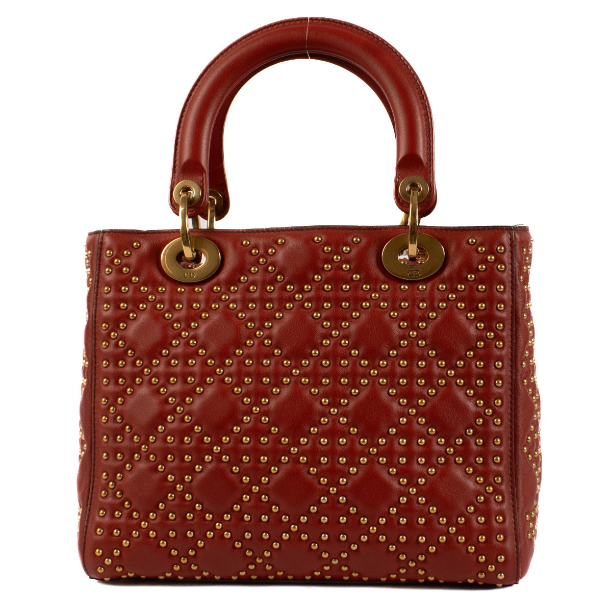 Sac Lady Dior Souple Moyen Christian Dior Rouge Clouté