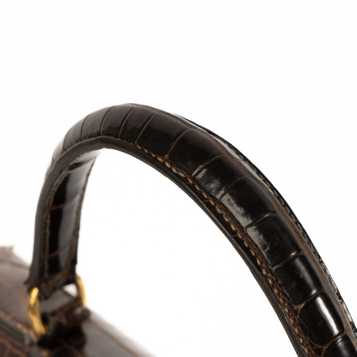 Hermès Vintage Kelly 28 Crocodile Porosus Brillant Marron GHW