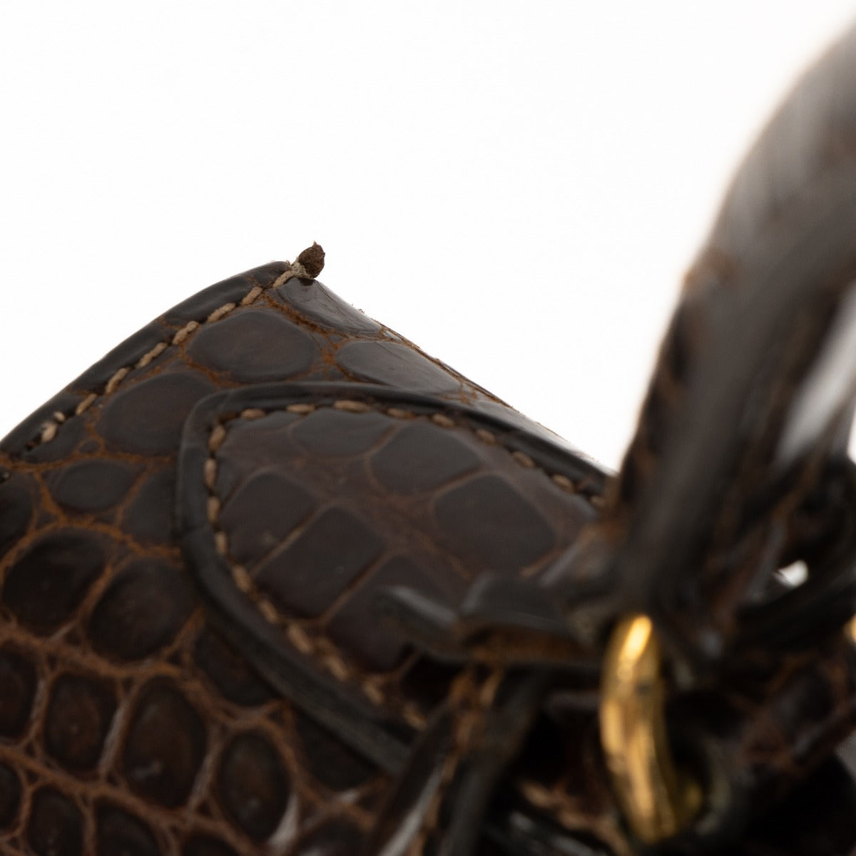 Hermès Vintage Kelly 28 Crocodile Porosus Brillant Marron GHW