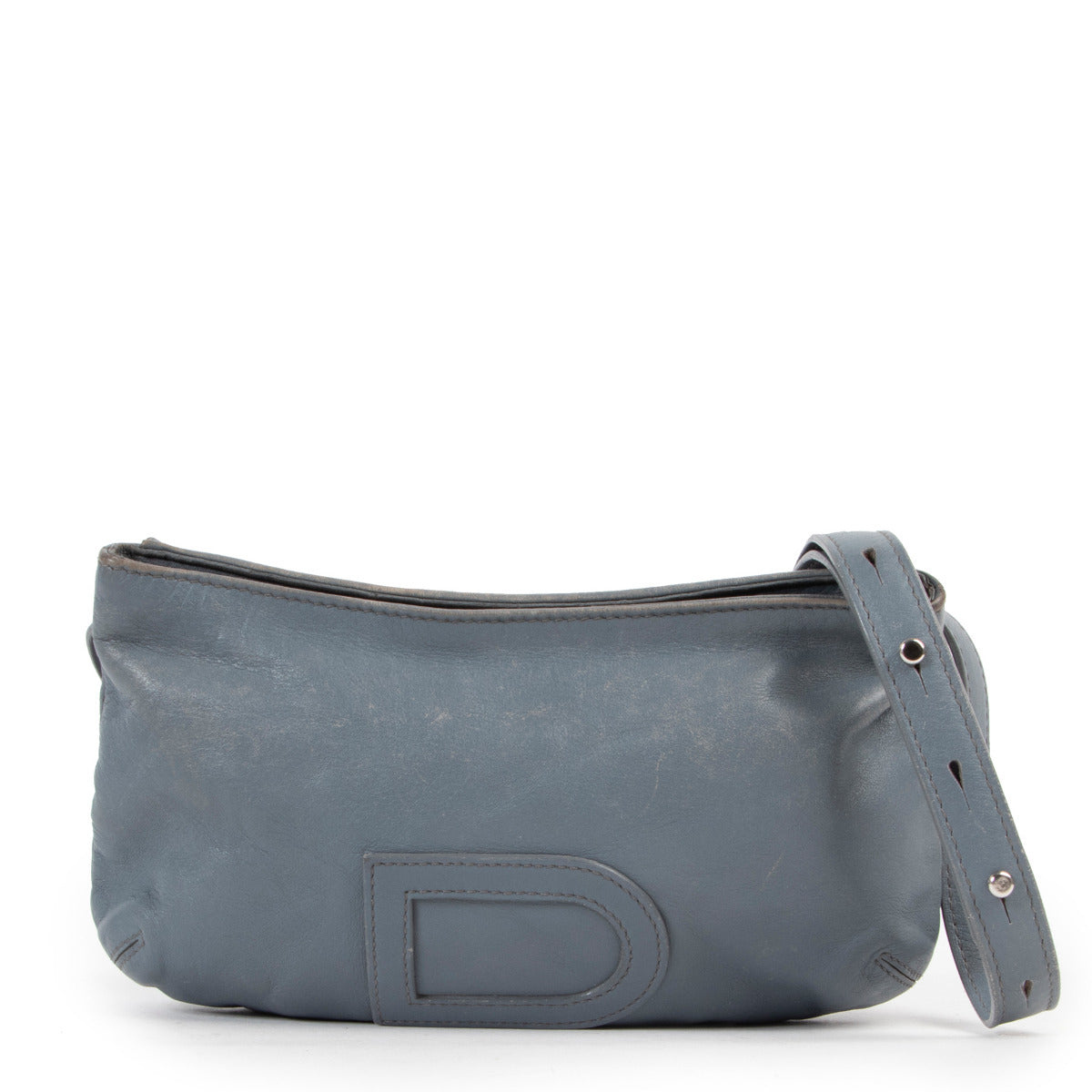 Delvaux Blue leather bag in preloved condition for the best price at Labellov secondhand luxury