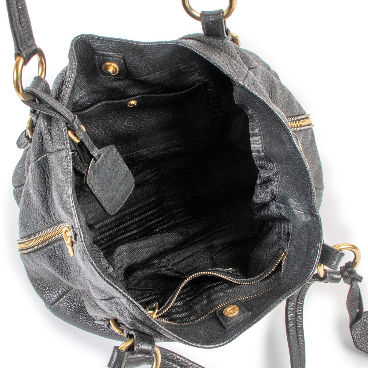 Prada Vitello Daino Black Nero Shoulder Bag