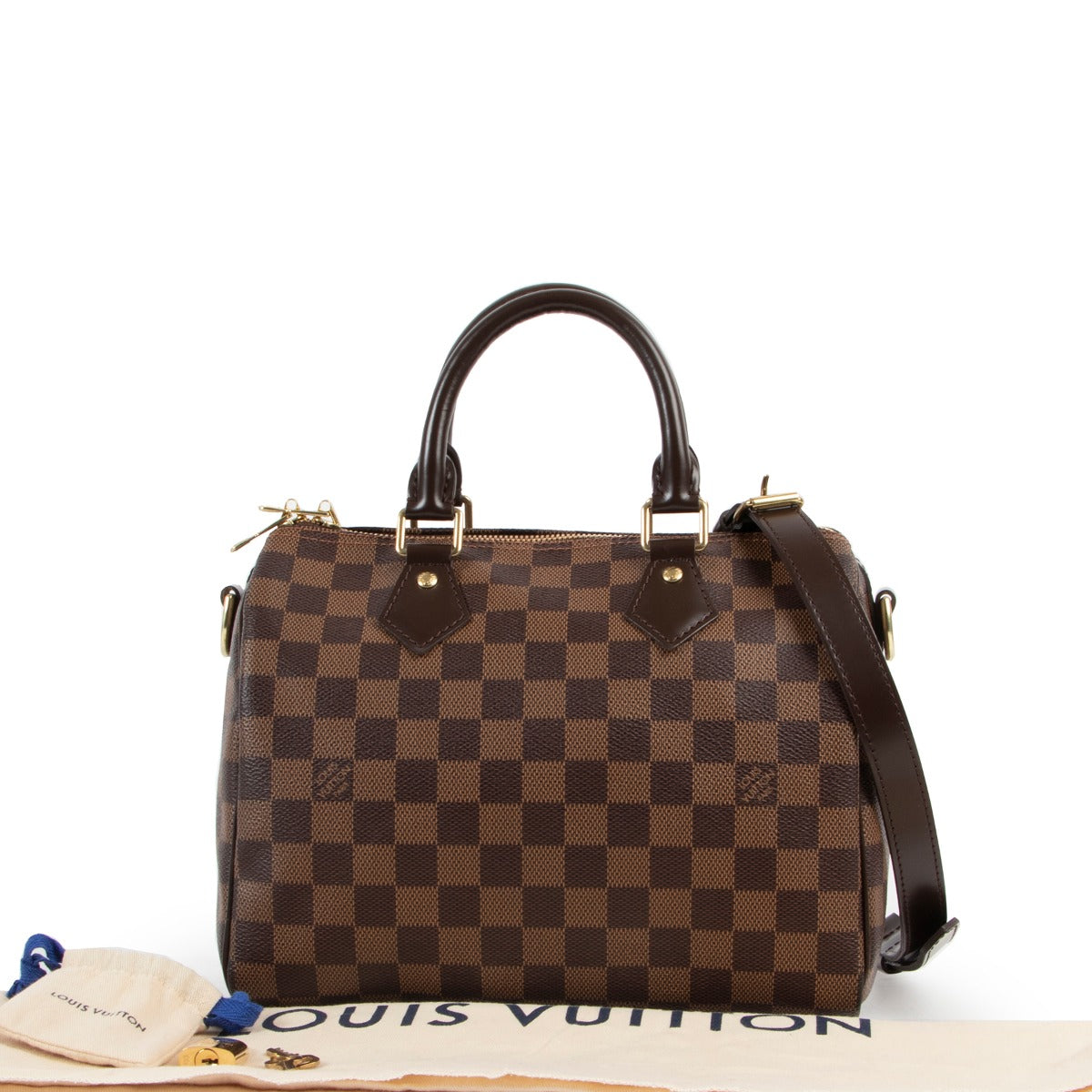 Get this Louis Vuitton Damier Ebene Speedy 25 in very good quality online or in store at Labellov Antwerp