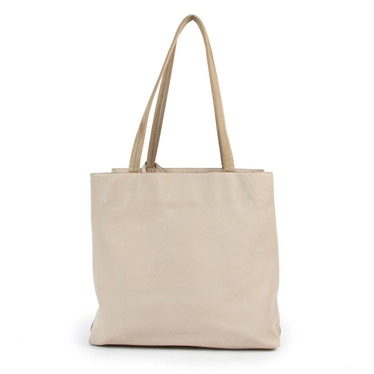 Shop authentic second hand high end designer vintage Prada Beige Leather Tote Bag at Labellov.
