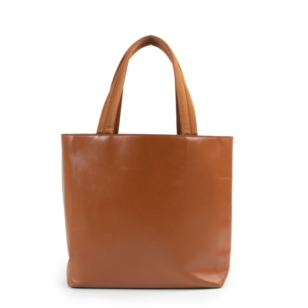 Prada Laser Cut Logo Cognac Top Handle Preloved