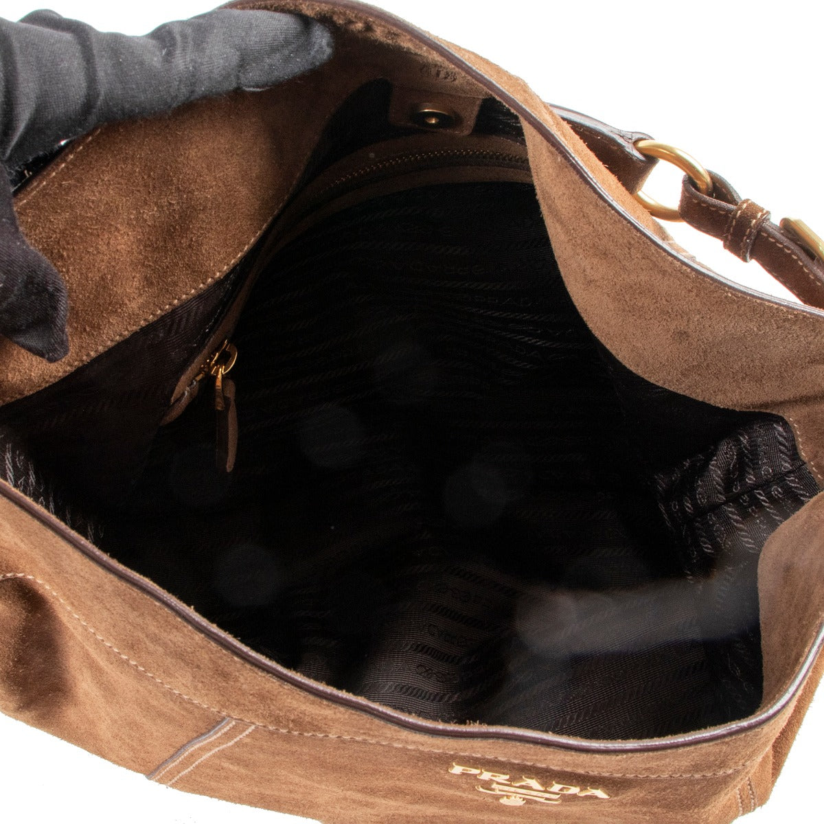 Brown preloved Prada shoulder bag, Shop safe online suede Prada shoulder bag, Prada bag in a very good condition