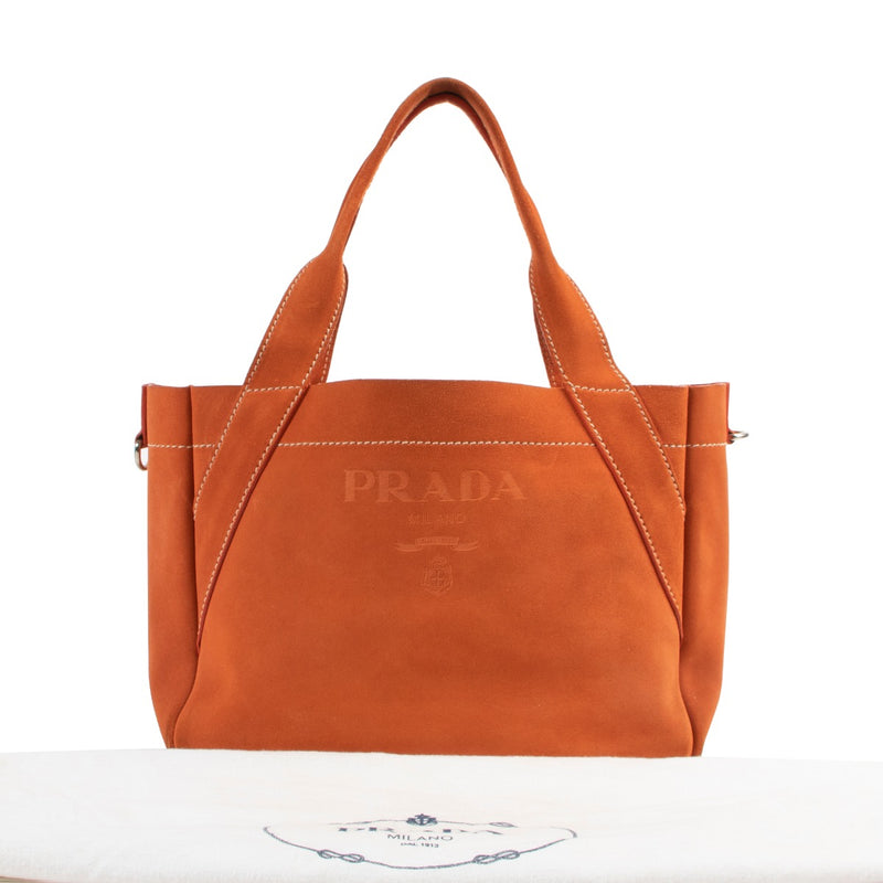 Shop safe orange Prada top handle bag, Preloved orange Prada bag, Prada top handle in good condition