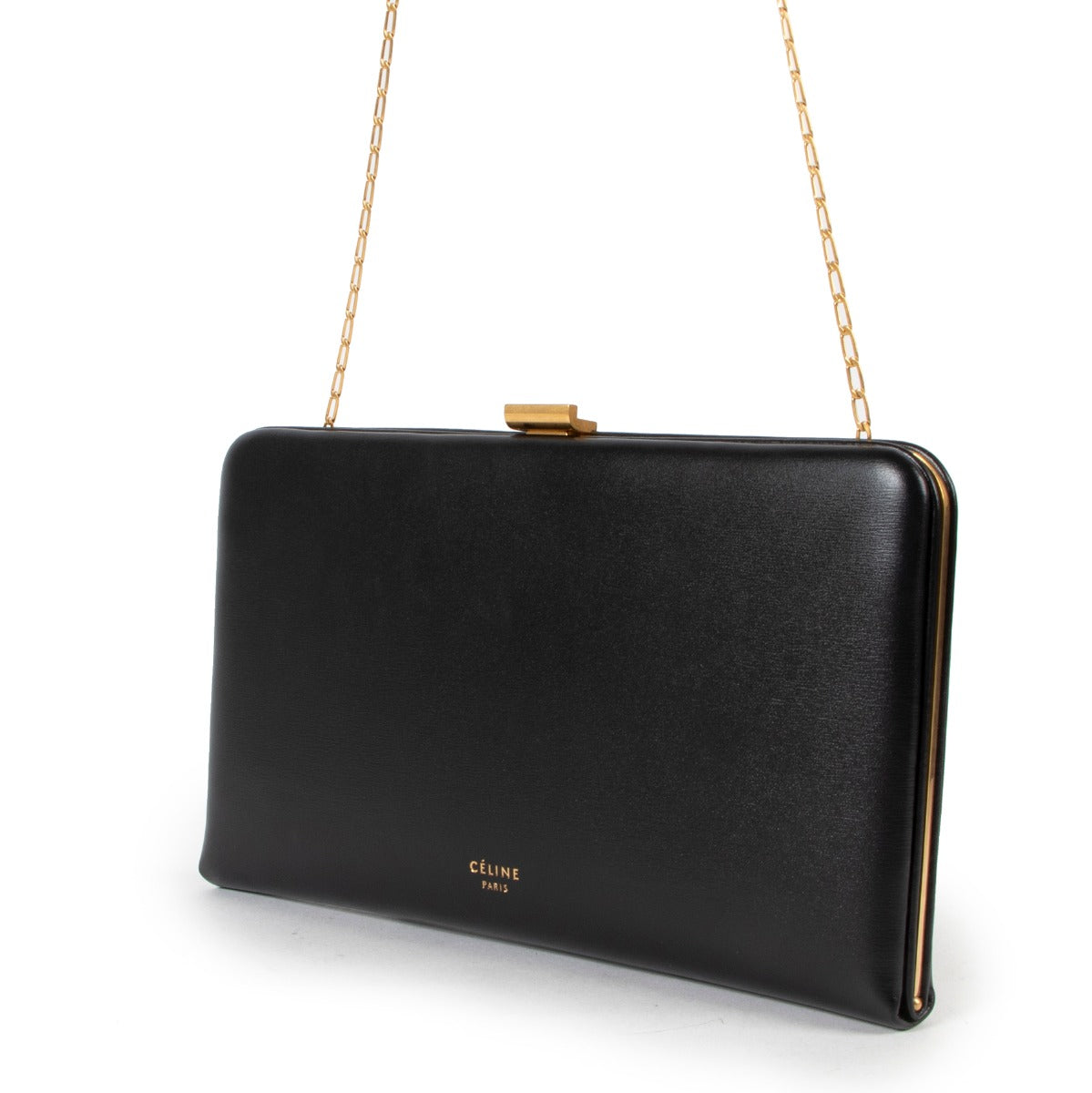 Céline Black Crossbody With Gold Chain