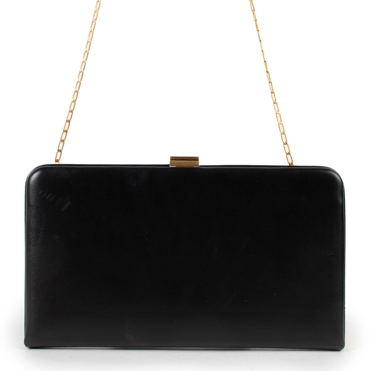 Céline Black Clutch With Gold Chain