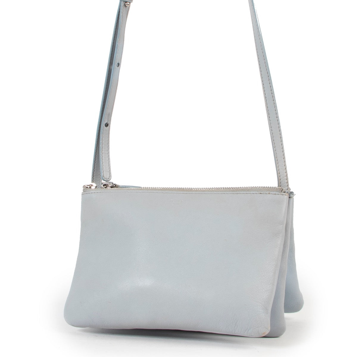 skip the waiting list shop safe online 100% authentic Celine Baby Blue Trio Crossbody
